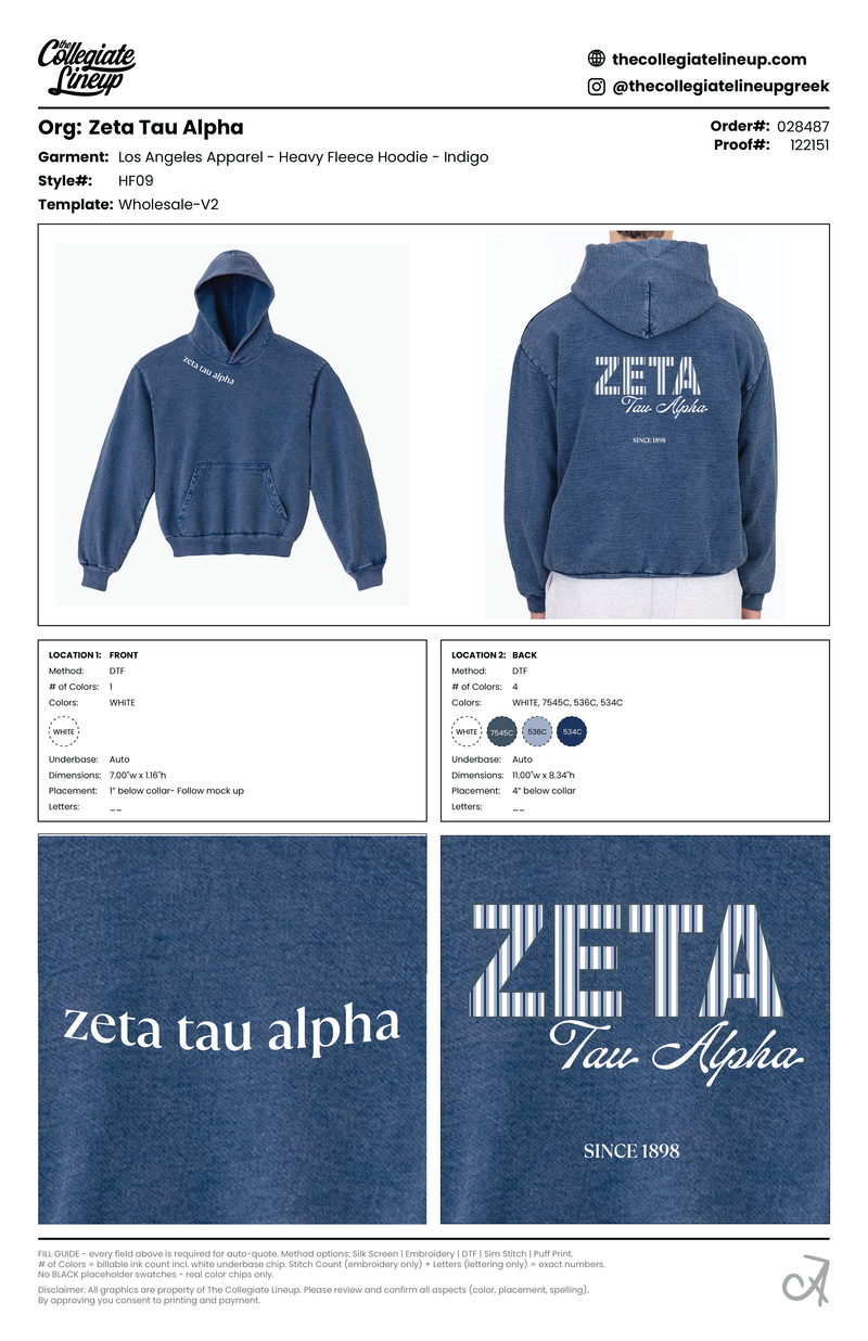 HF09GD L/S HEAVY FLEECE HOOD PO 14 OZ — Indigo