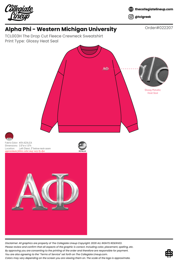 Alpha Phi Western Michigan University #22207 Individual Shipping