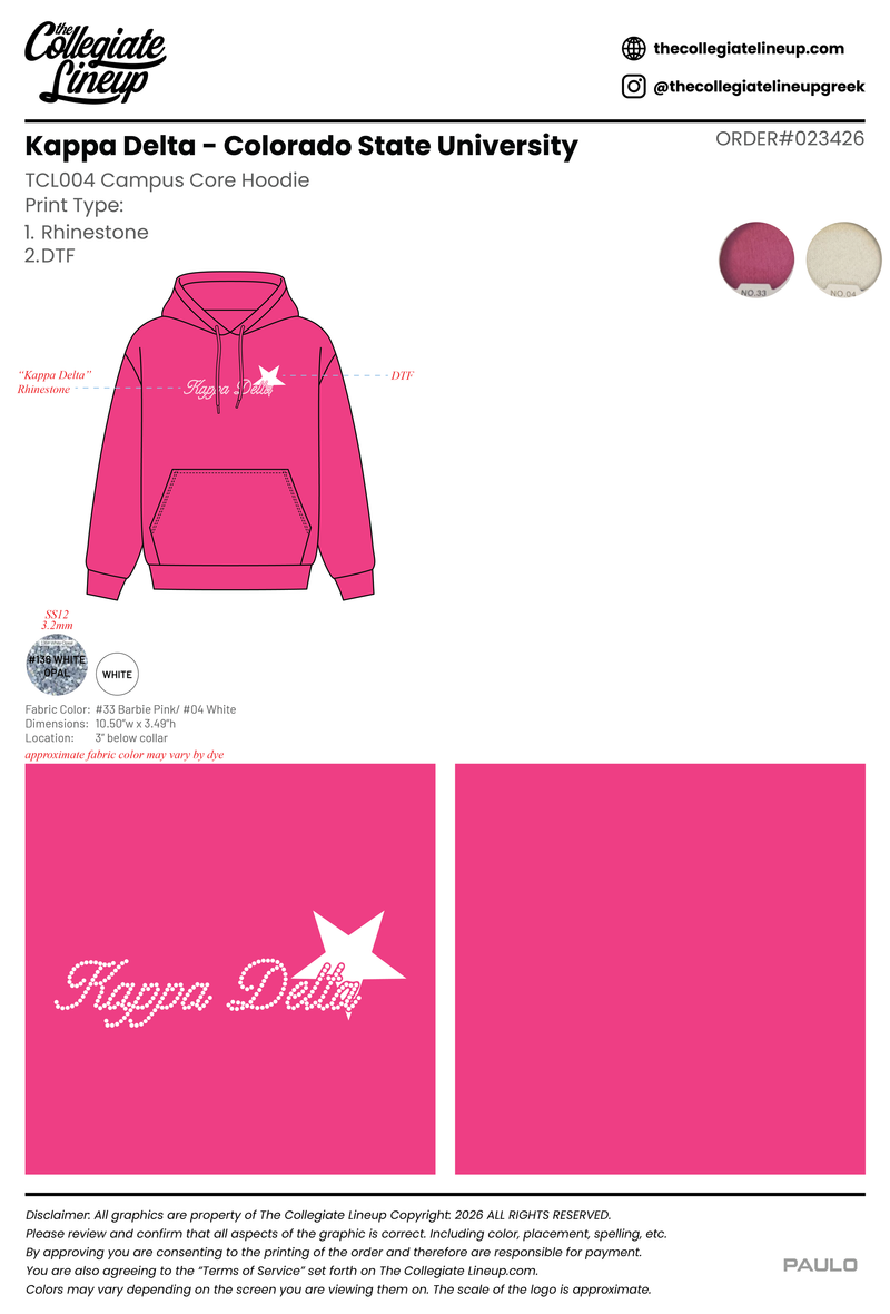 Kappa Delta Rho Colorado State University #23426 Hoodie