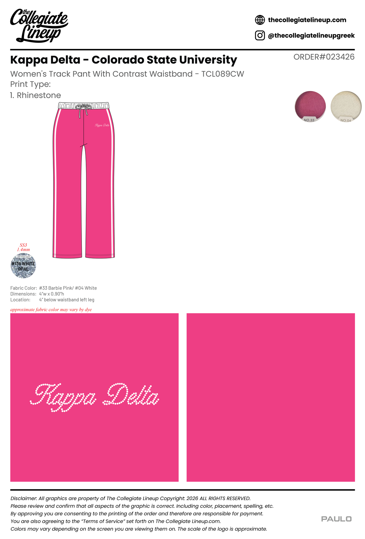 Kappa Delta Rho Colorado State University #23426 Pants