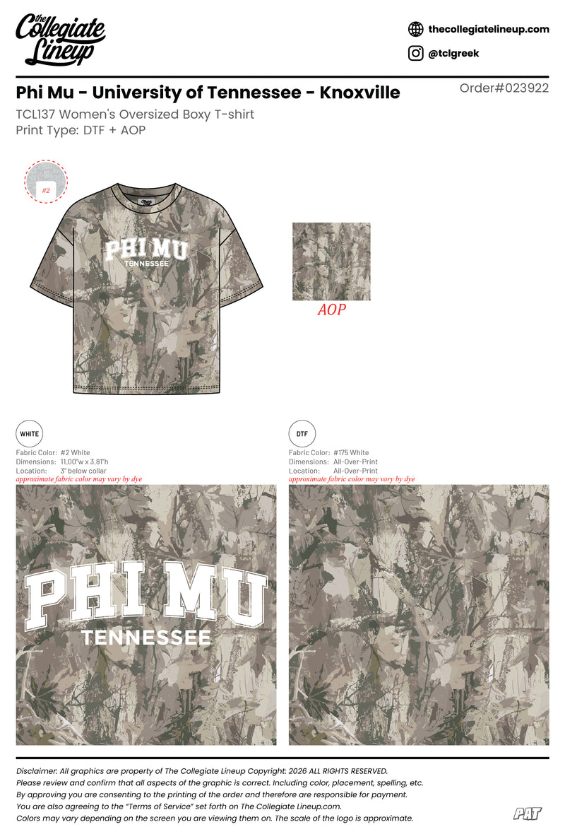 Phi Mu University of Tennessee - Knoxville #23922 Individual Shipping