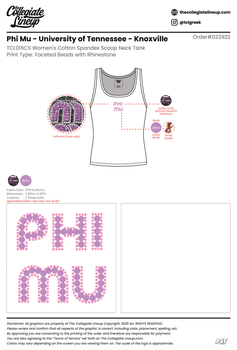 Phi Mu University of Tennessee - Knoxville #23922 Individual Shipping