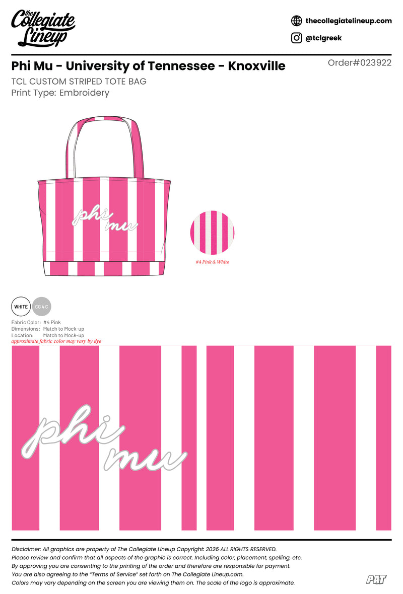 Phi Mu University of Tennessee - Knoxville #23922 Individual Shipping