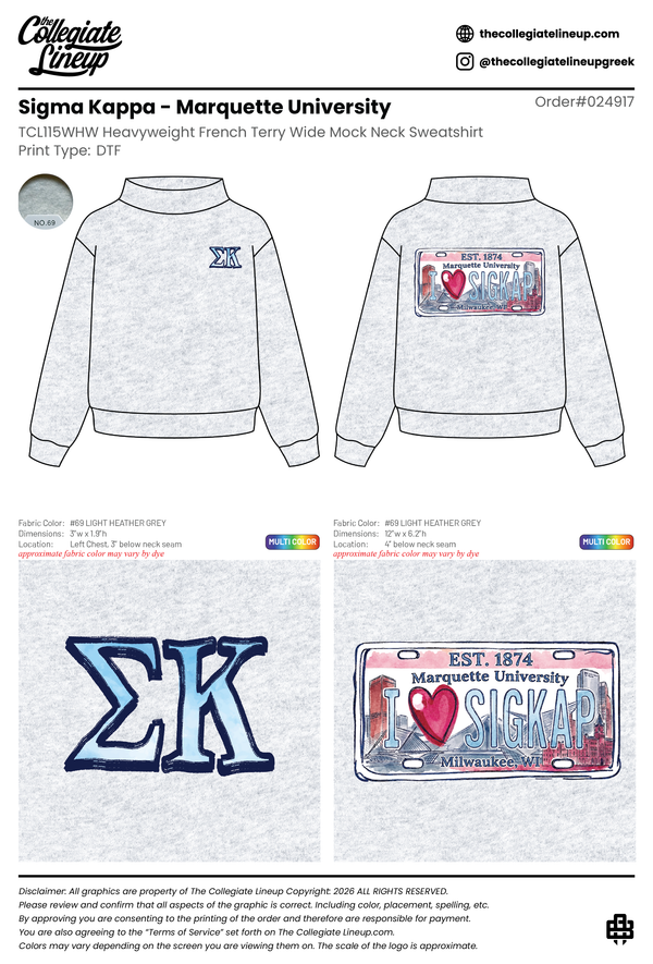 Sigma Kappa Marquette University #24917 Individual Shipping