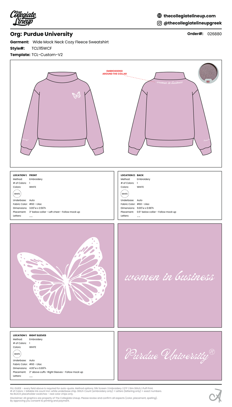 WIDE MOCK NECK COZY FLEECE SWEATSHIRT — Lilac