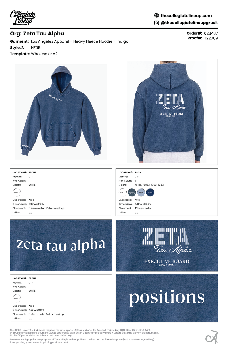 HF09GD L/S HEAVY FLEECE HOOD PO 14 OZ — Indigo