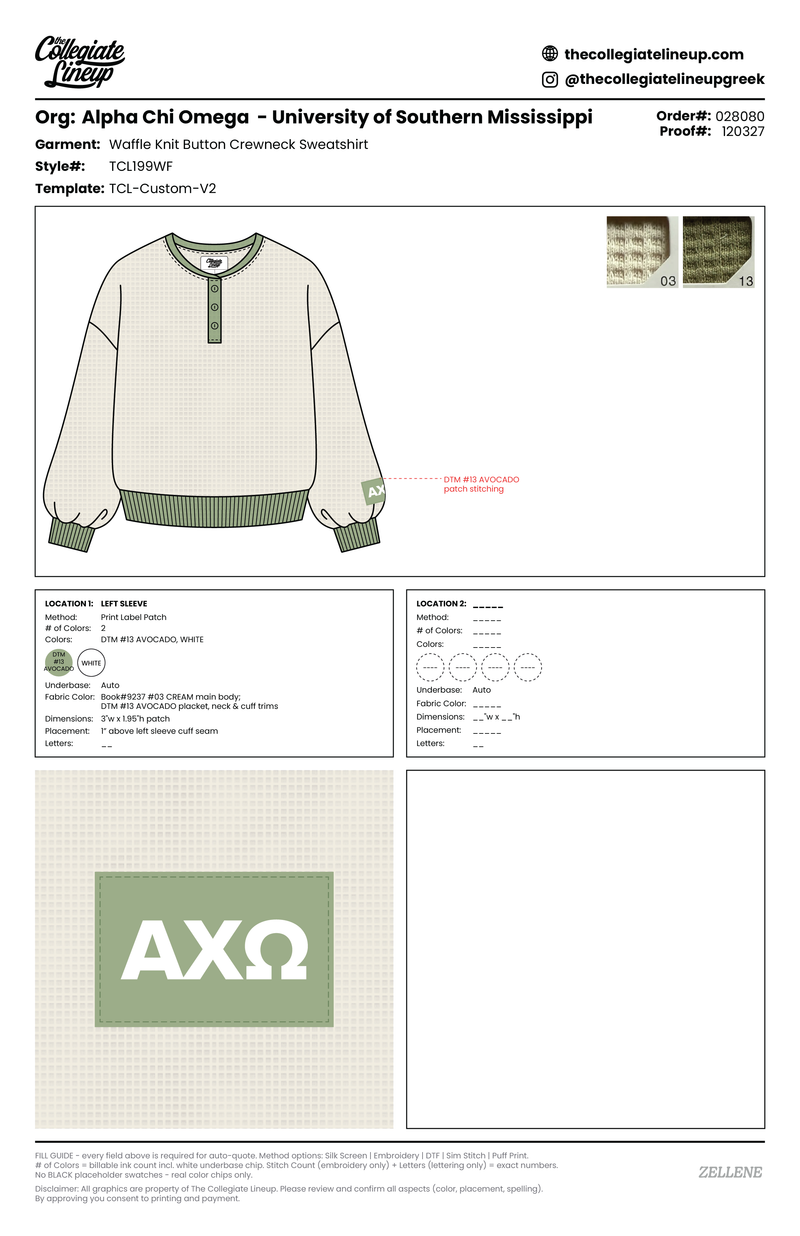 WAFFLE KNIT BUTTON CREWNECK SWEATSHIRT