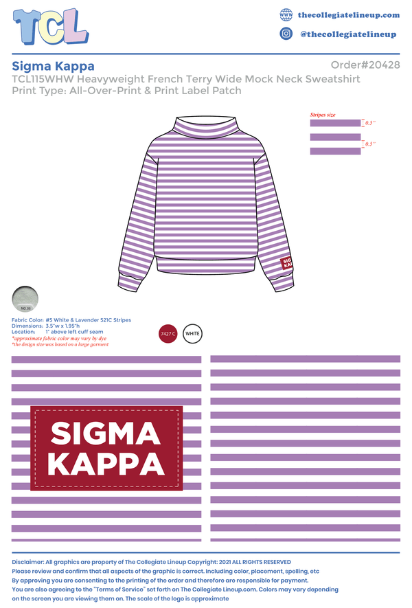 Sigma Kappa Live Sale #2026 Wide Mock Neck Individual Shipping