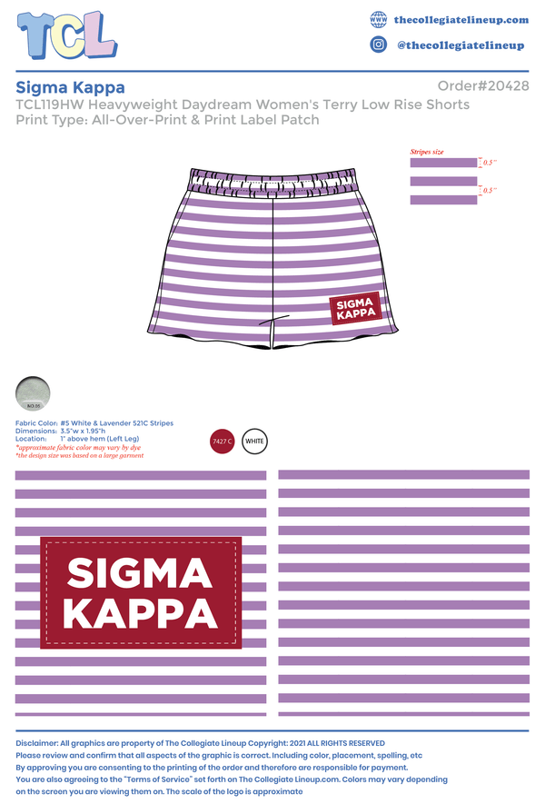 Sigma Kappa Live Sale #2026 Daydream Low Rise Shorts Individual Shipping