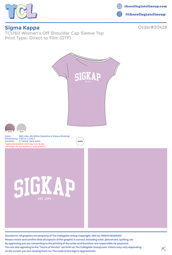 Sigma Kappa Live Sale #2026 Off Shoulder Top Individual Shipping