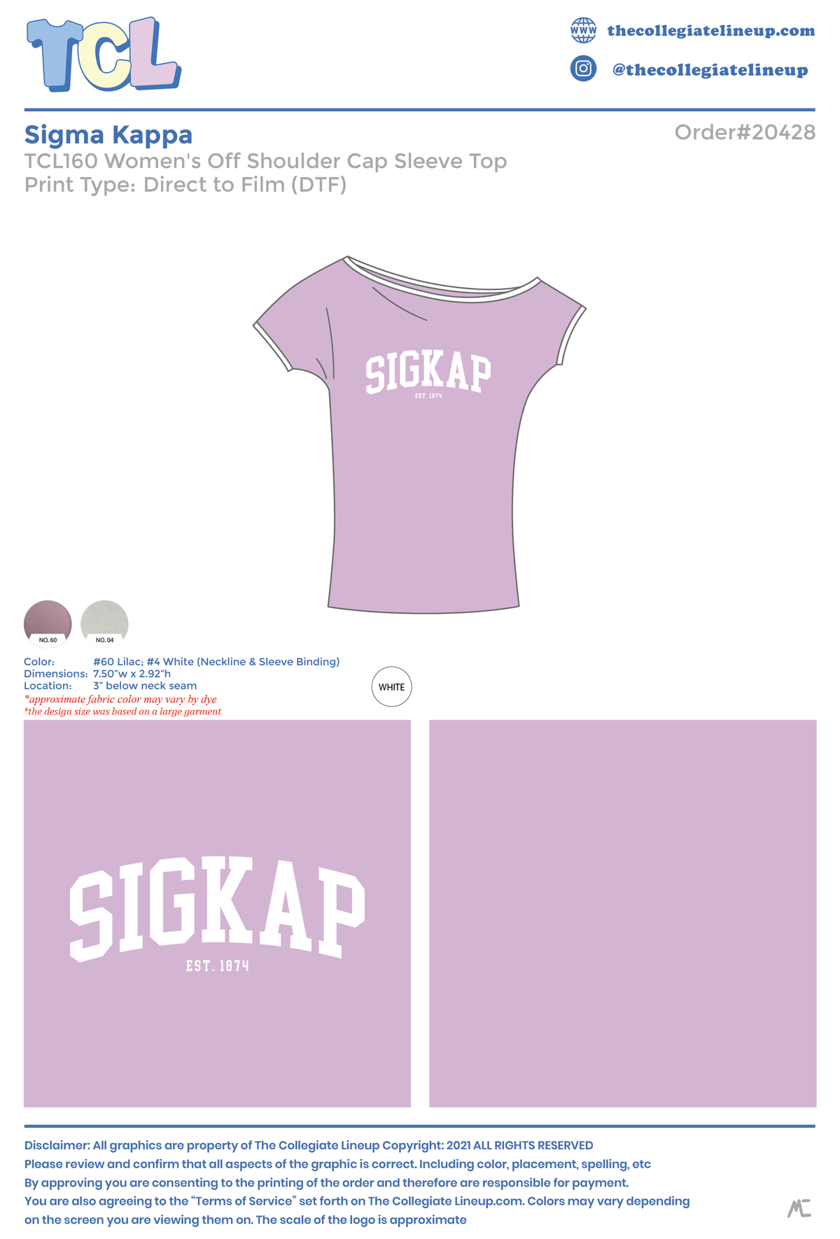 Sigma Kappa Live Sale #2026 Off Shoulder Top Individual Shipping
