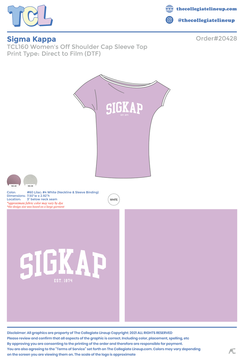 Sigma Kappa Live Sale #2026 Off Shoulder Top Individual Shipping
