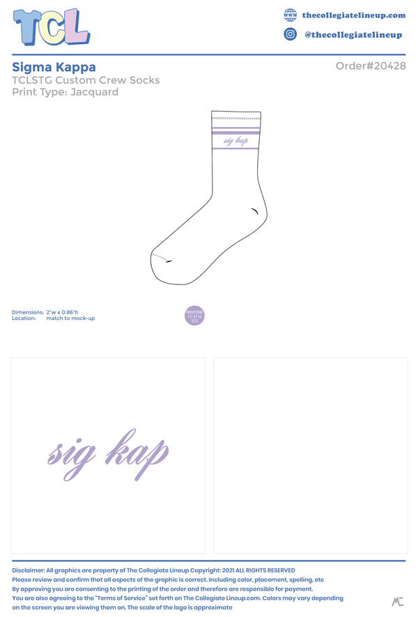 Sigma Kappa Live Sale #2026 Socks Individual Shipping