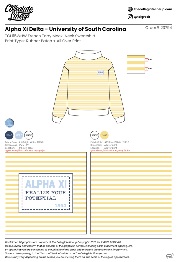 Alpha Xi Delta University of South Carolina #23794 Individual Shipping