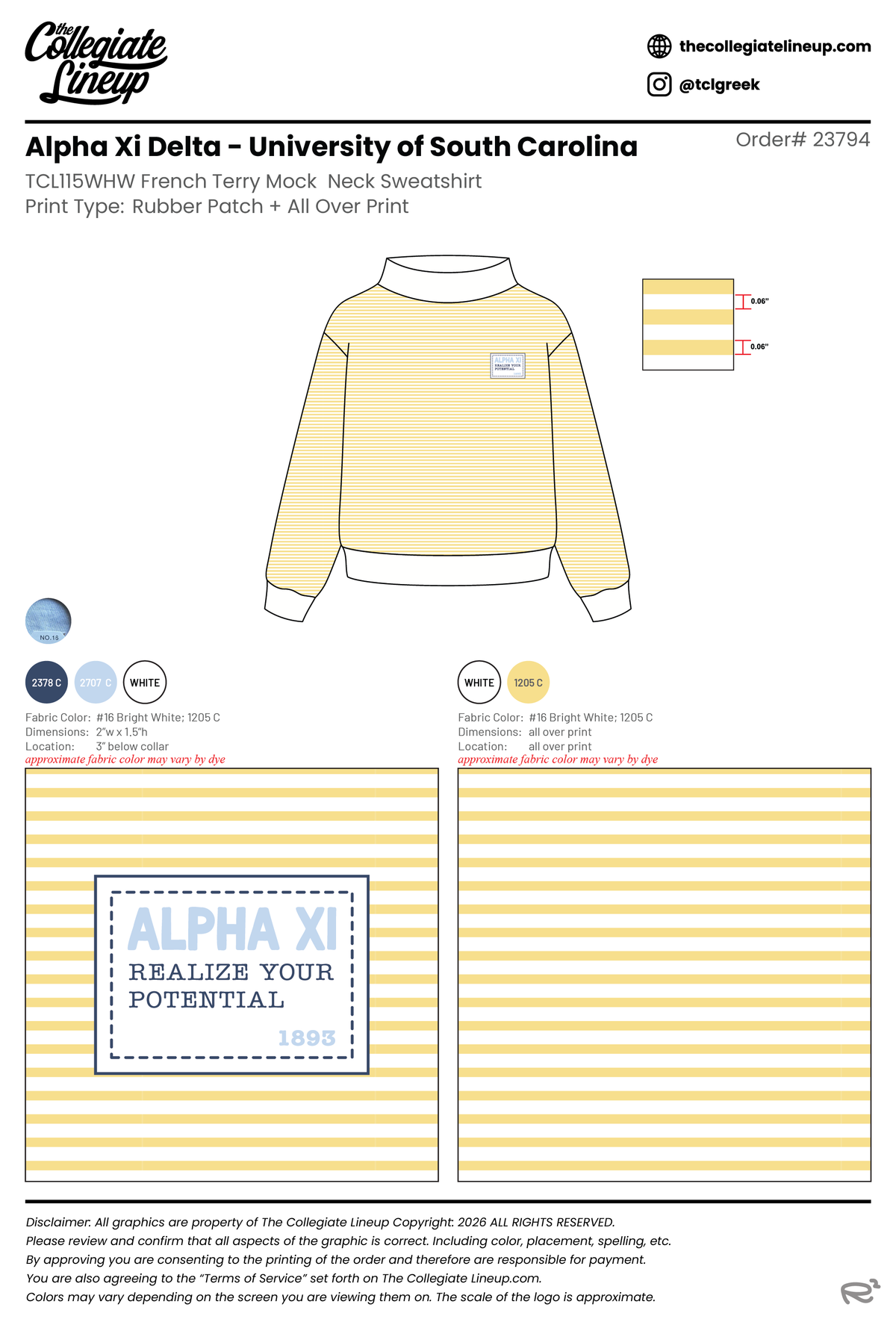 Alpha Xi Delta University of South Carolina #23794 Individual Shipping