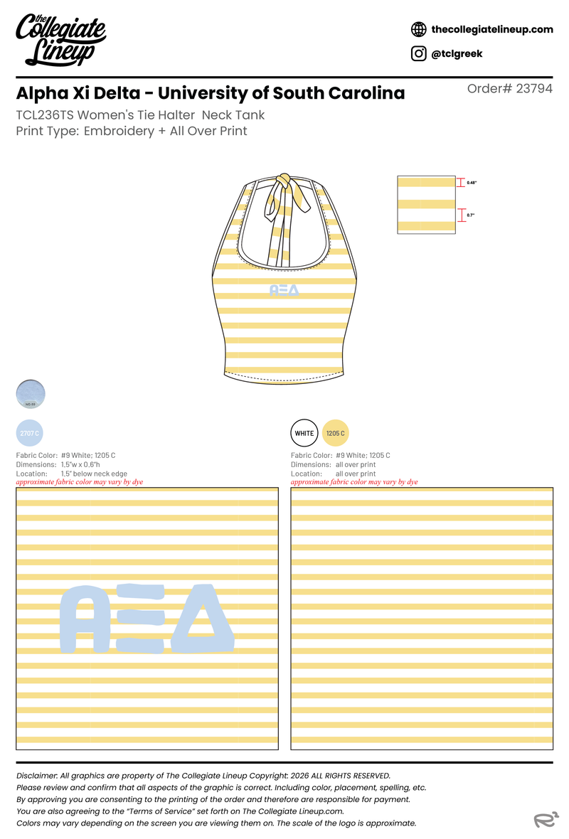 Alpha Xi Delta University of South Carolina #23794 Individual Shipping