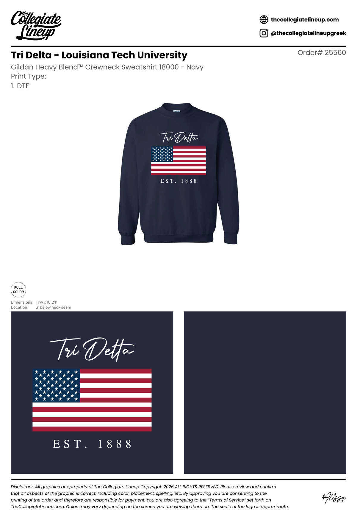 Tri Delta Louisiana Tech University #25560 Crewneck