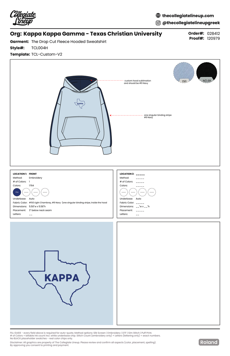 THE DROP CUT FLEECE HOODED SWEATSHIRT — Chambray