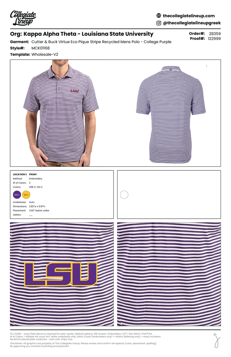 Virtue Eco Pique Stripe Recycled Mens Polo — College Purple