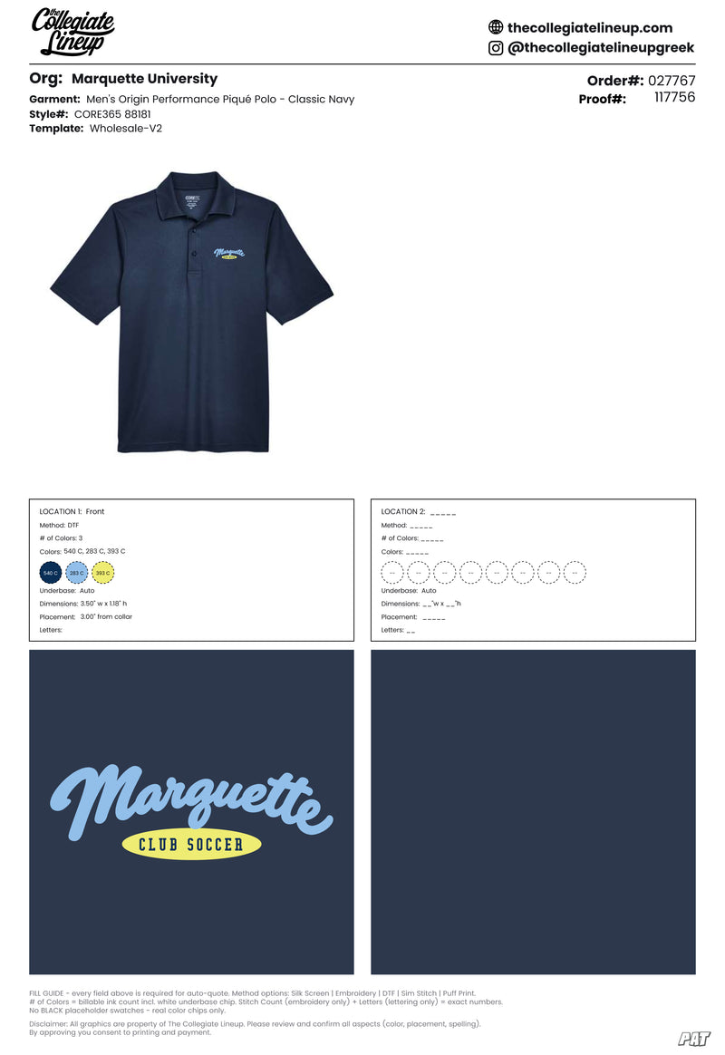 Men's Origin Performance Piqué Polo — Navy and white