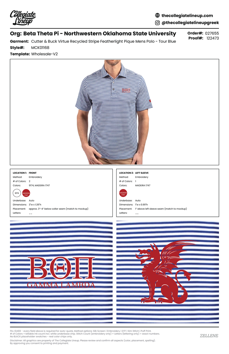 Virtue Eco Pique Stripe Recycled Mens Polo — Bali Blue