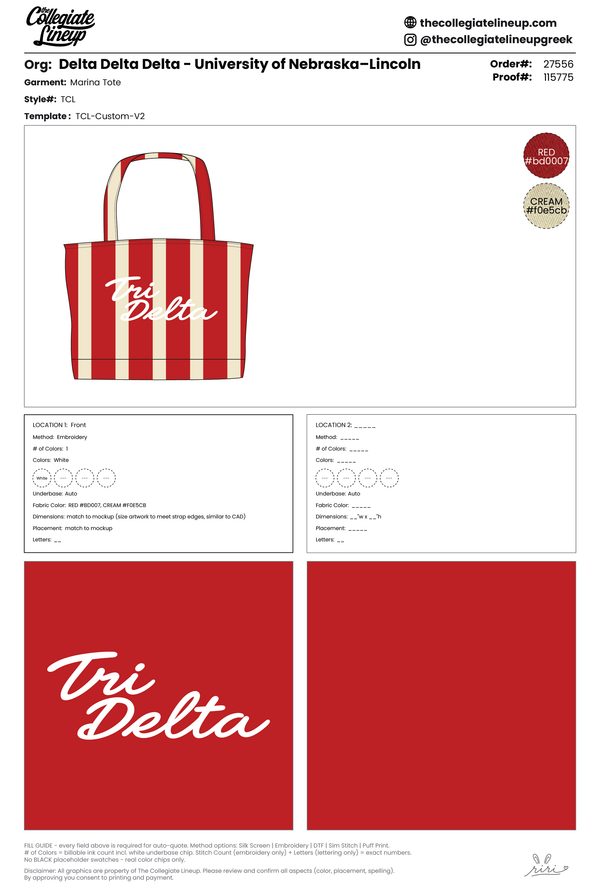 Delta Delta Delta University of Nebraska–Lincoln #27556 Tote bag