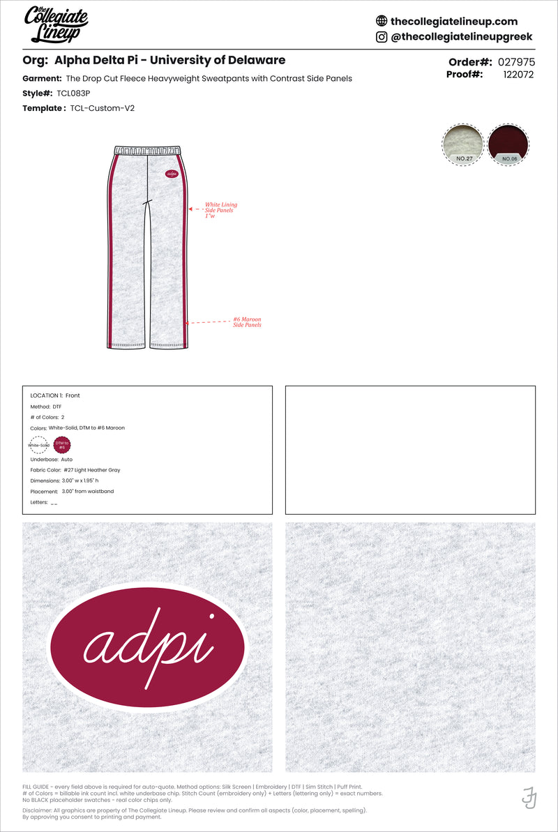THE DROP CUT FLEECE HEAVYWEIGHT SWEATPANTS WITH CONTRAST SIDE PANELS — light gray to match mockneck with red siding with white line down the middle