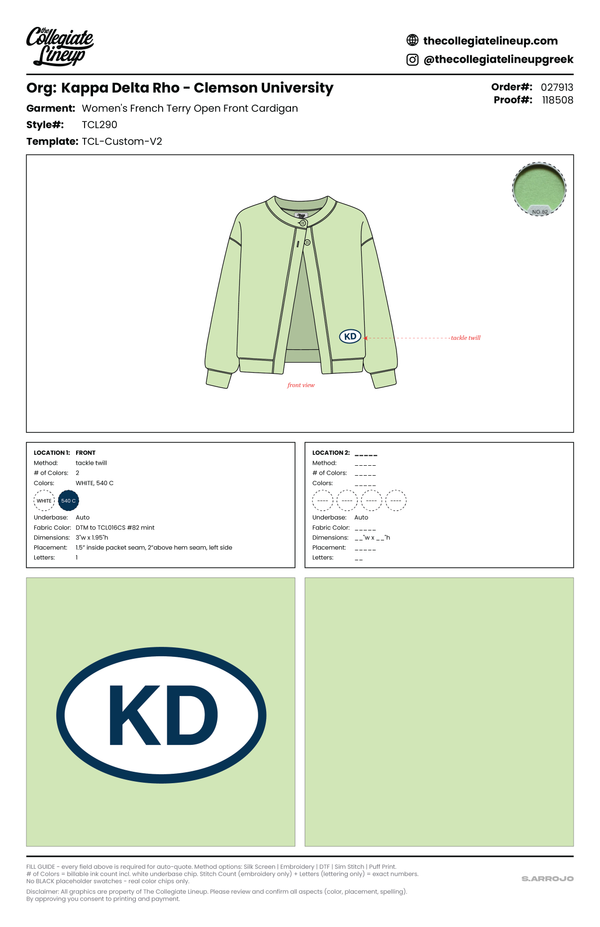 Kappa Delta Clemson University #27913 Lime Set