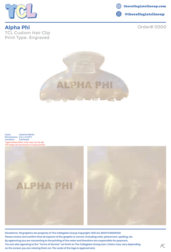 Alpha Phi Live Sale #2026 - Hair Clip Individual Shipping