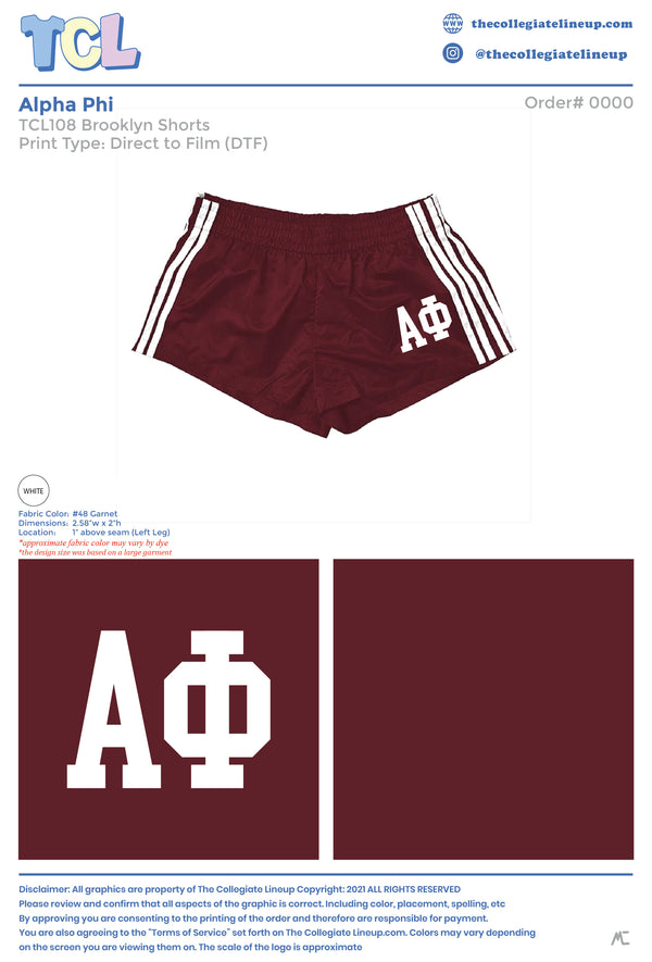 Alpha Phi Live Sale #2026 - Brooklyn Shorts Individual Shipping
