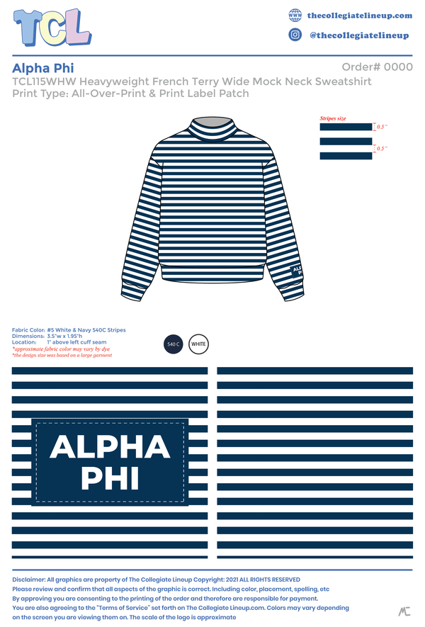 Alpha Phi Live Sale #2026 - French Terry Wide Mock Neck Individual Shipping