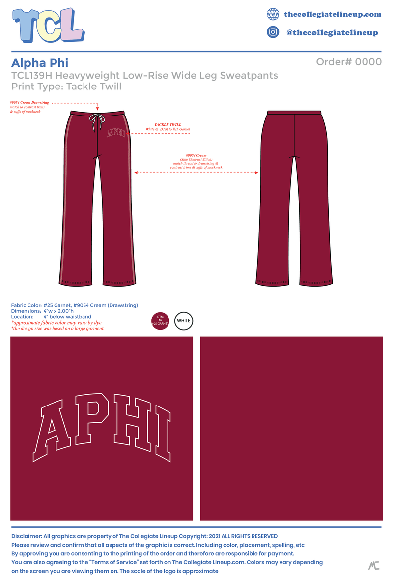 Alpha Phi Live Sale #2026 - Wide Leg Sweatpants Individual Shipping