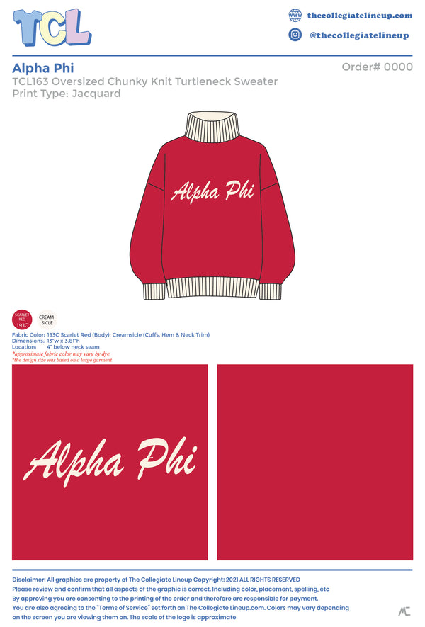 Alpha Phi Live Sale #2026 - Chunky Sweater Individual Shipping