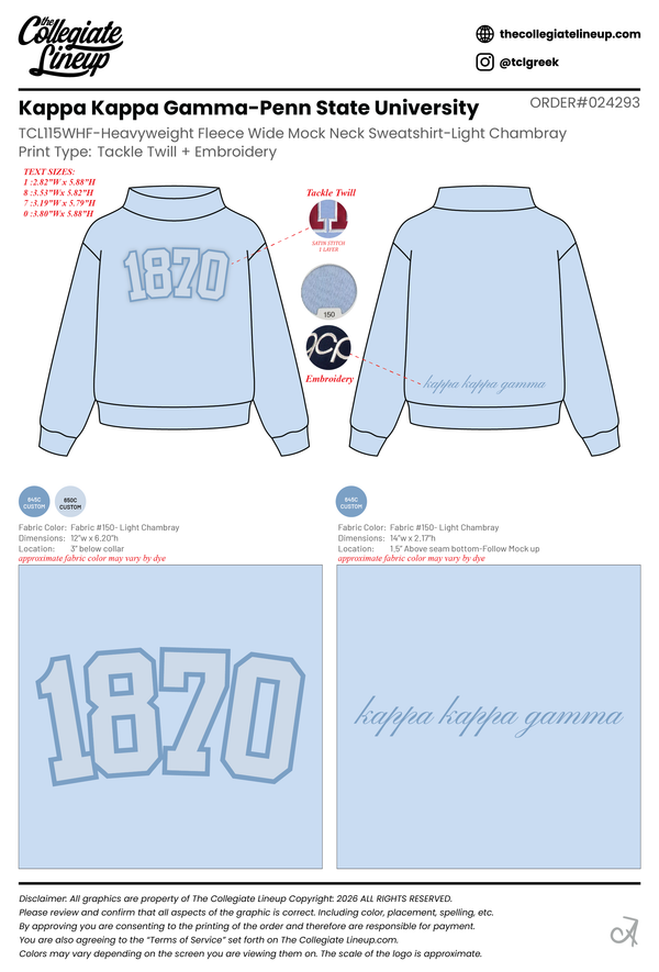 Kappa Kappa Gamma Penn State University #24293 Individual Shipping