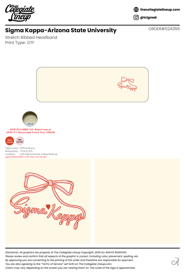 Sigma Kappa Arizona State University #24356 Headband
