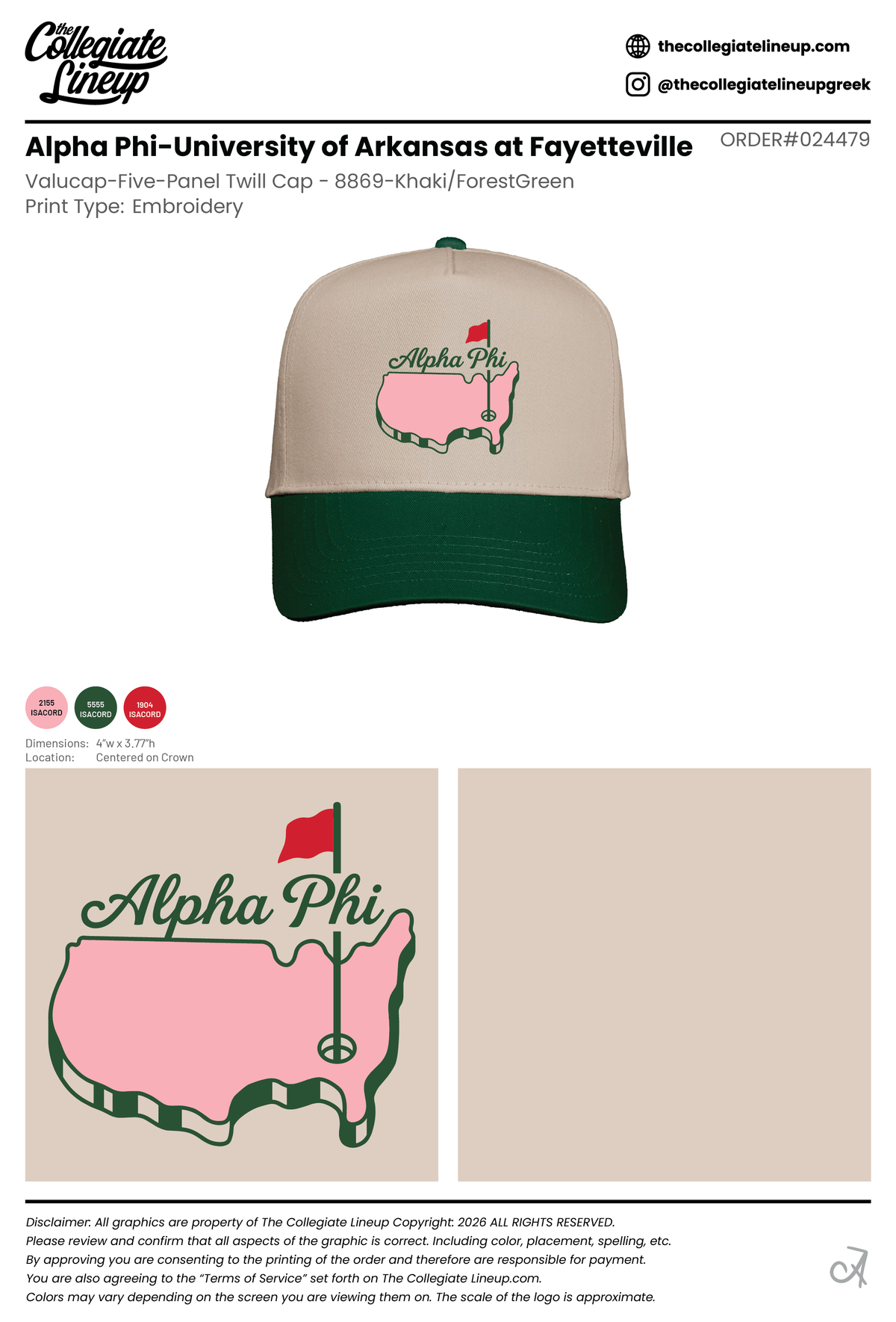 Alpha Phi Khaki Hat #24479