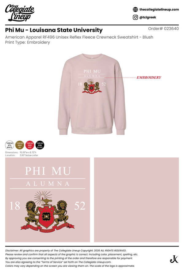 Phi Mu Louisana State University #23640 - Individual Shipping