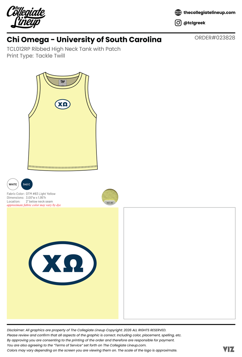 Chi Omega University of South Carolina #23828 Individual Shipping