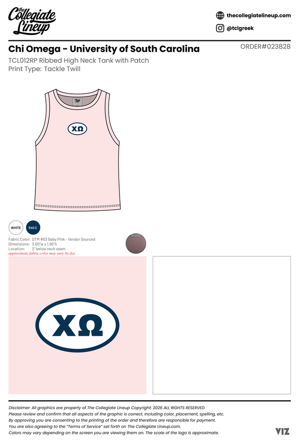 Chi Omega University of South Carolina #23828 Individual Shipping