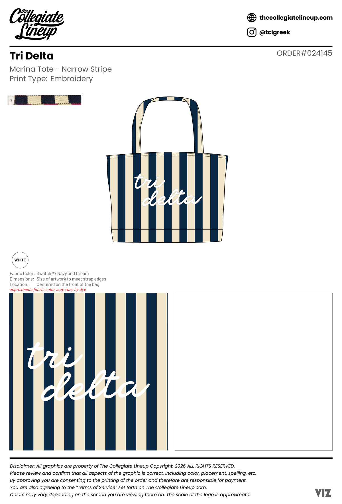 Tri Delta University of Tennessee - Knoxville #24145 Tote Bag - Individual Shipping