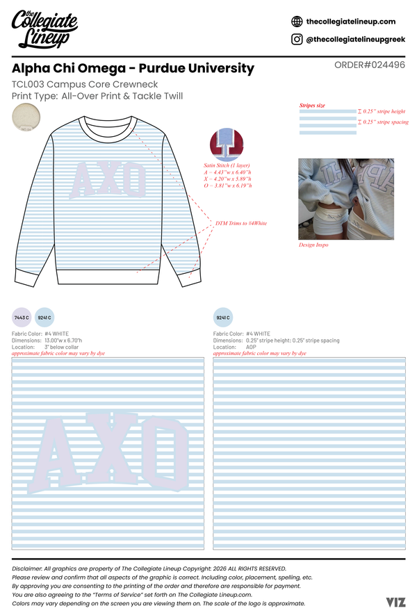 Alpha Chi Omega Purdue University #24496 Individual Shipping