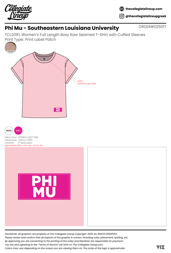 Phi Mu Southeastern Louisiana University #25017 Individual Shipping