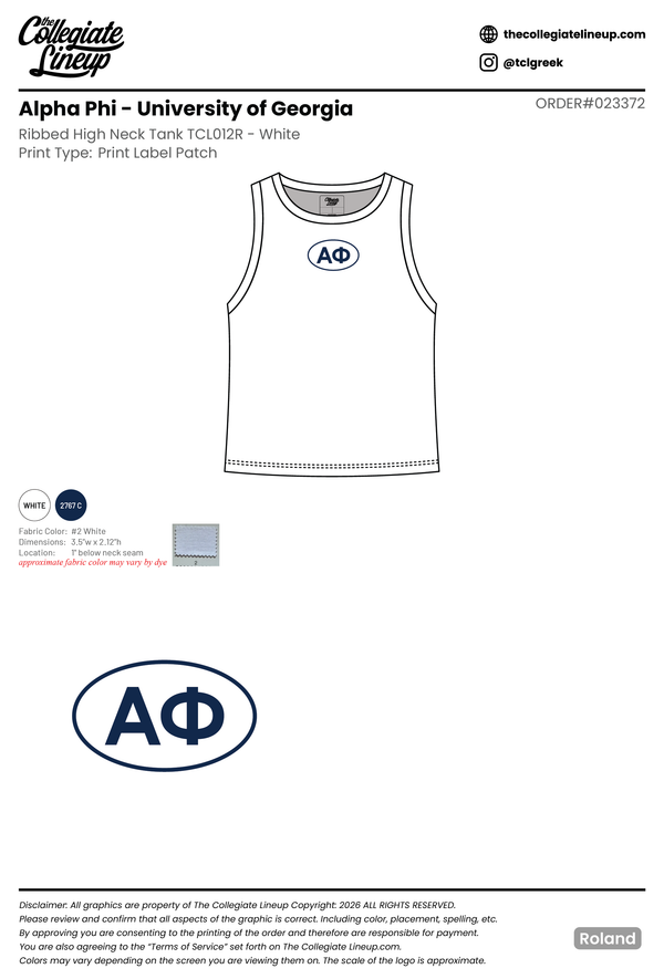 Alpha Phi University of Georgia #23372 Individual Shipping