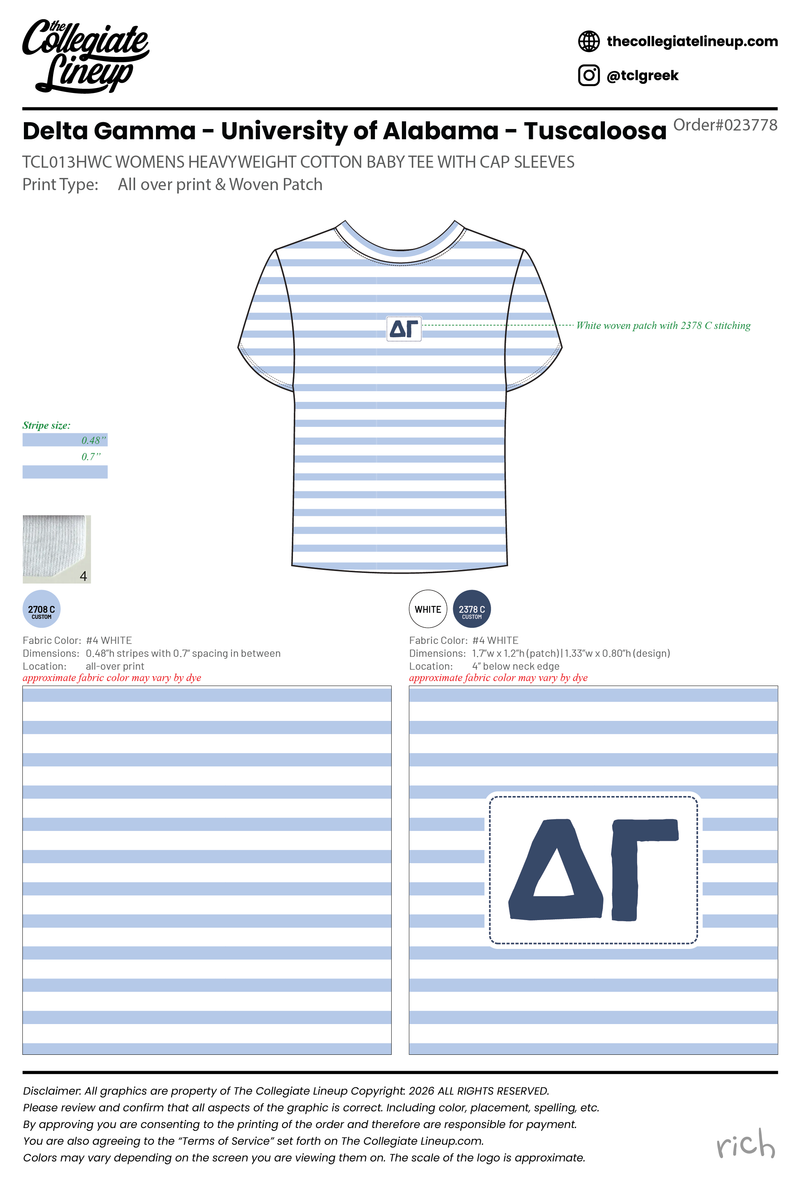 Delta Gamma University of Alabama - Tuscaloosa #23778 Individual Shipping