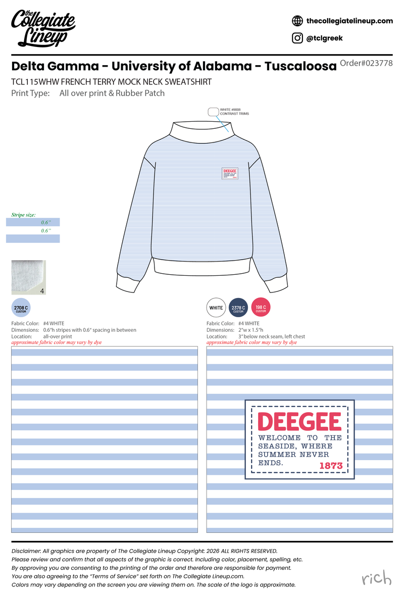 Delta Gamma University of Alabama - Tuscaloosa #23778 Individual Shipping