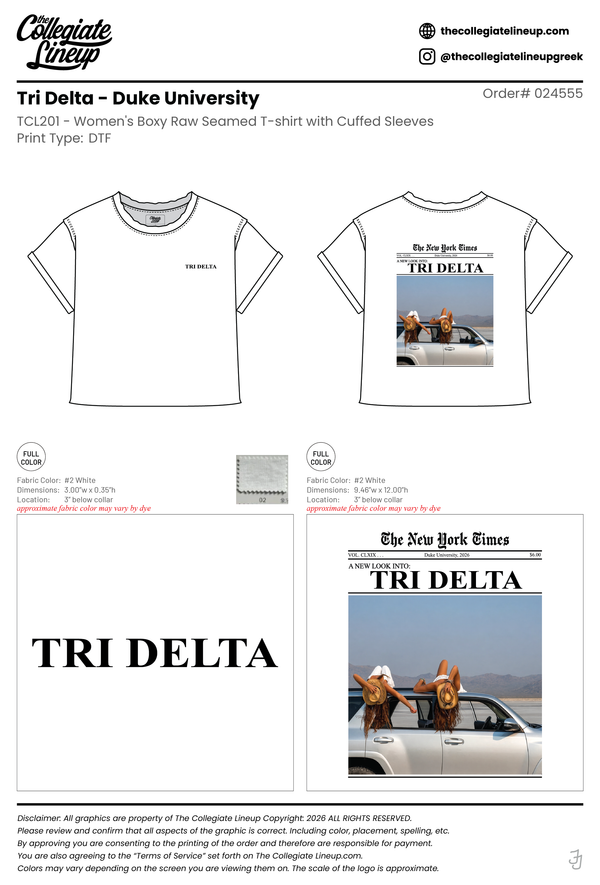 Tri Delta Duke University #24555 Individual Shipping