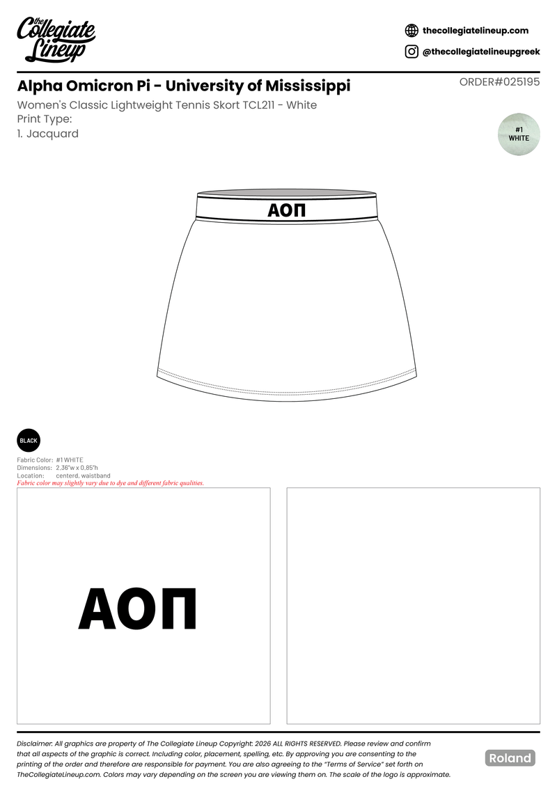 Alpha Omicron Pi University of Mississippi #25195 Individual Shipping