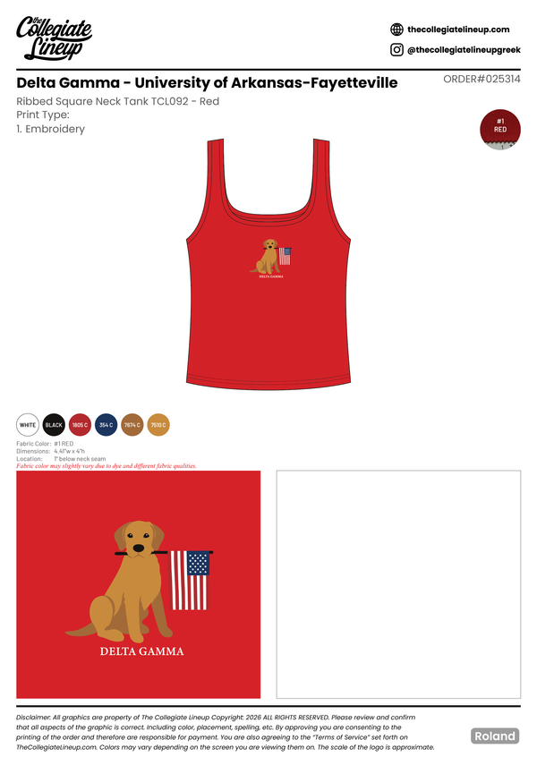 Delta Gamma University of Arkansas-Fayetteville #25314 Individual Shipping