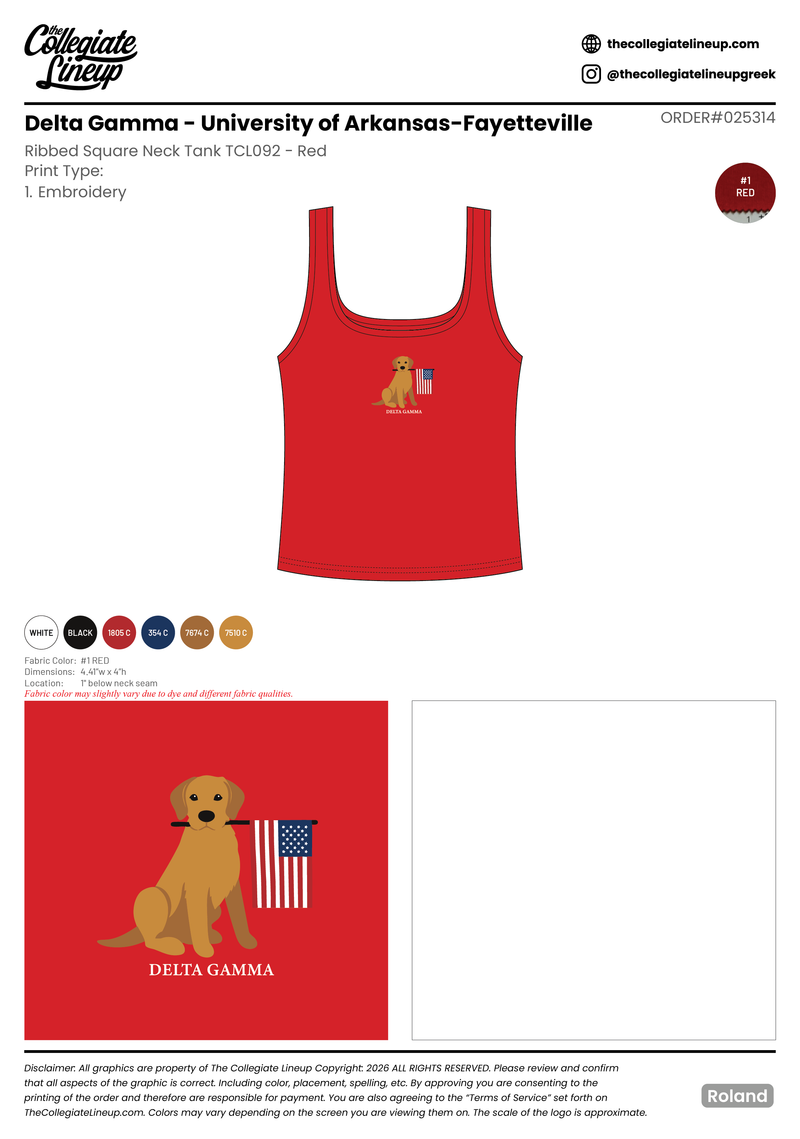 Delta Gamma University of Arkansas-Fayetteville #25314 Individual Shipping