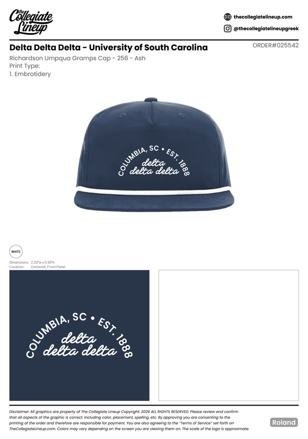 Delta Delta Delta University of South Carolina #25542 - Cap